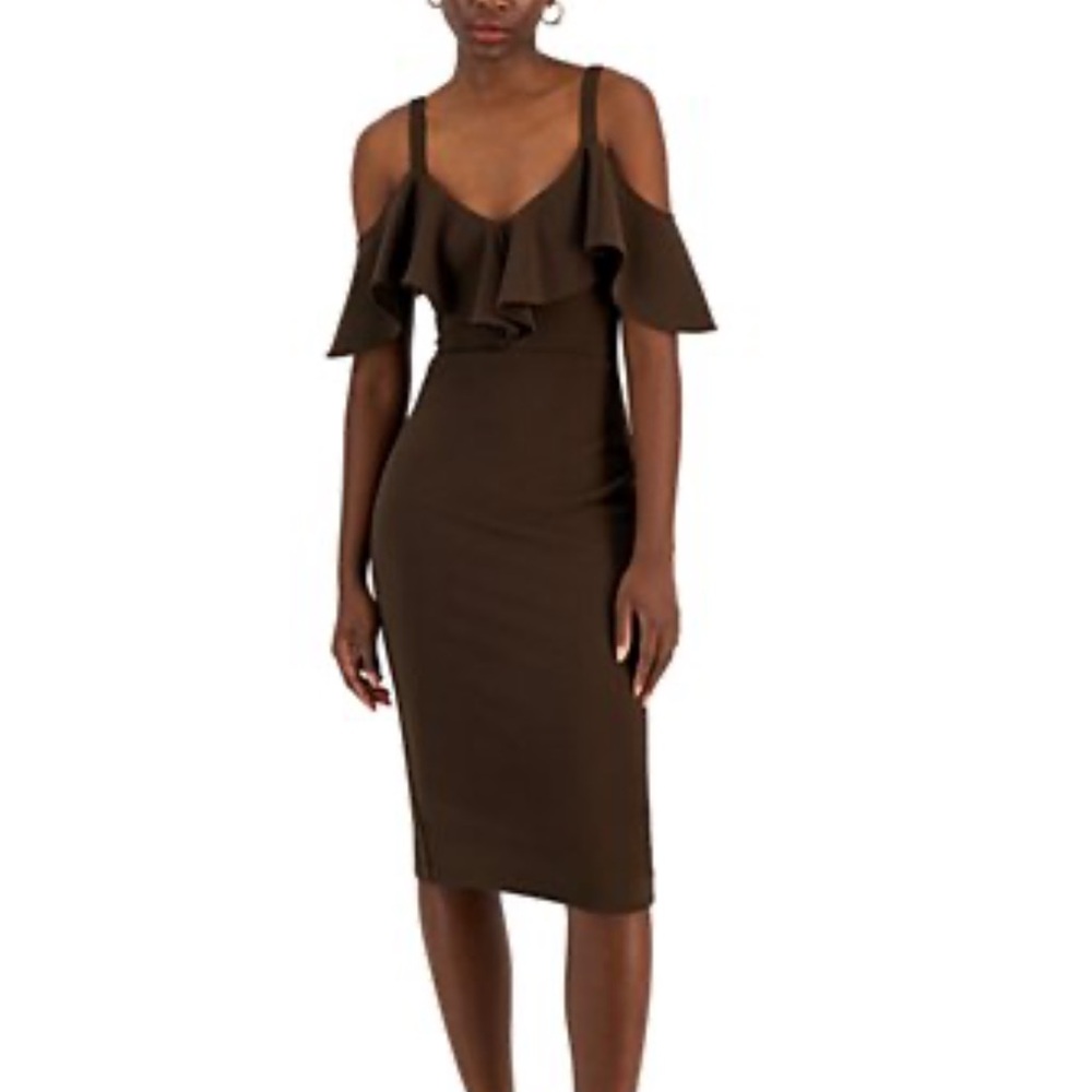 Elegant Brown Off-Shoulder Dress